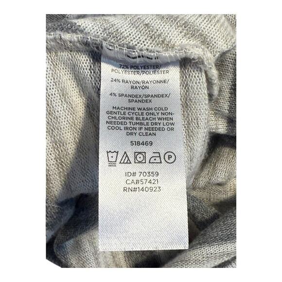 LOFT Petite Small Gray Striped Faux Wrap Sweater Long Sleeve V-Neck - Picture 7 of 7